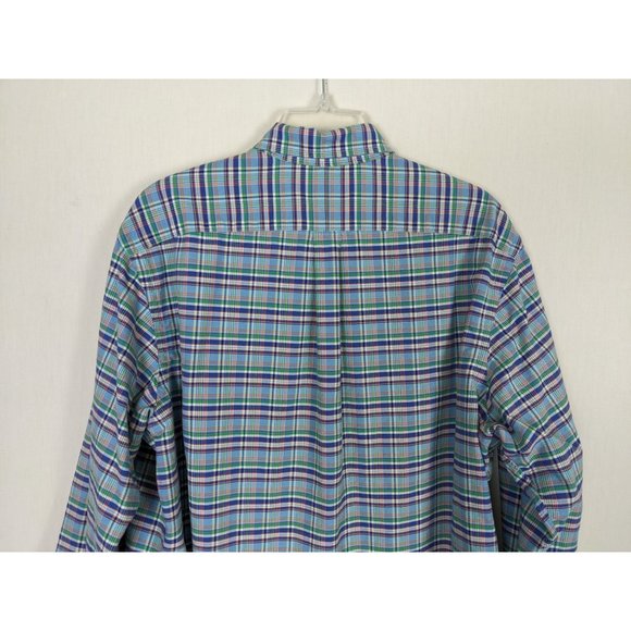 Ralph Lauren cotton Plaid mens long‎ sleeve cotton button front blue shirt XL - Picture 3 of 9